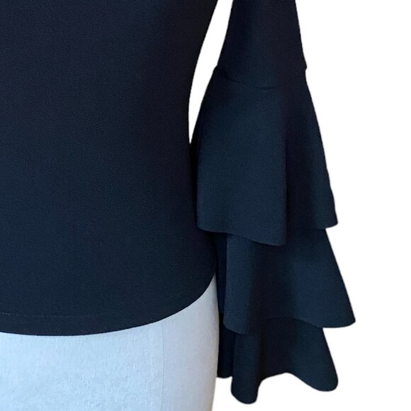 Cut-Out Bell Ruffle Sleeve Top Size XS Black Witchy Whimsigoth Witchy Goth - Picture 4 of 12